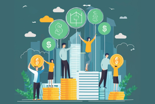 Illustration depicting crowdfunding efforts.