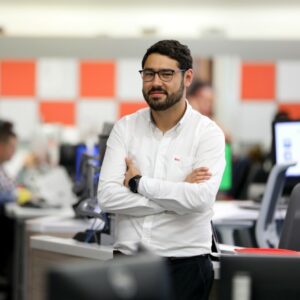 a man in a white shirt